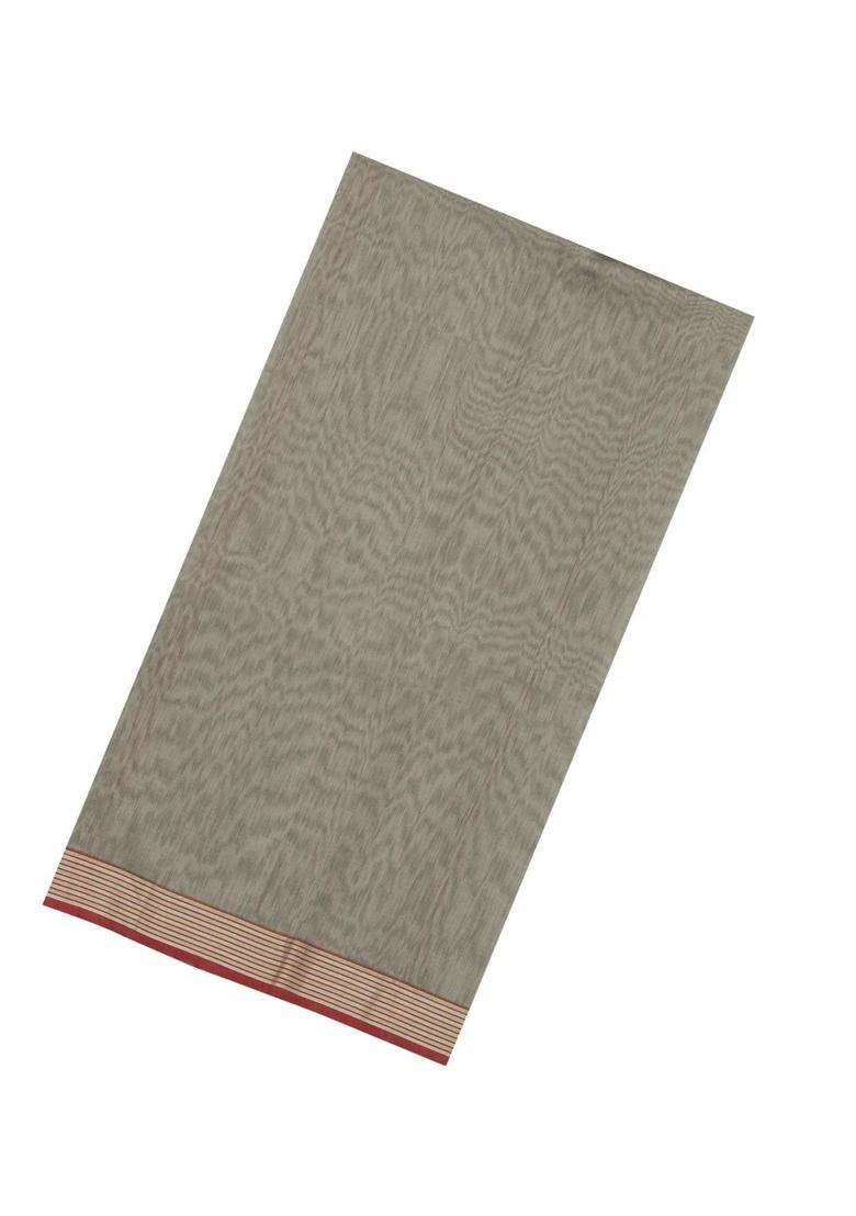 Grey Handloom Maheswari Silk Cotton Saree With Zari Border With Traditional Woven Design For Women - Indya