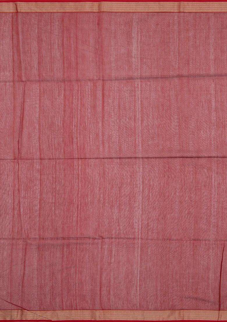 Grey Handloom Maheswari Silk Cotton Saree With Zari Border With Traditional Woven Design For Women - Indya