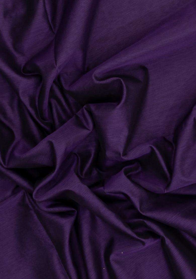 Dark Purple Handloom Maheswari Silk Cotton Saree With Zari Border With Traditional Woven Design For Women - Indya