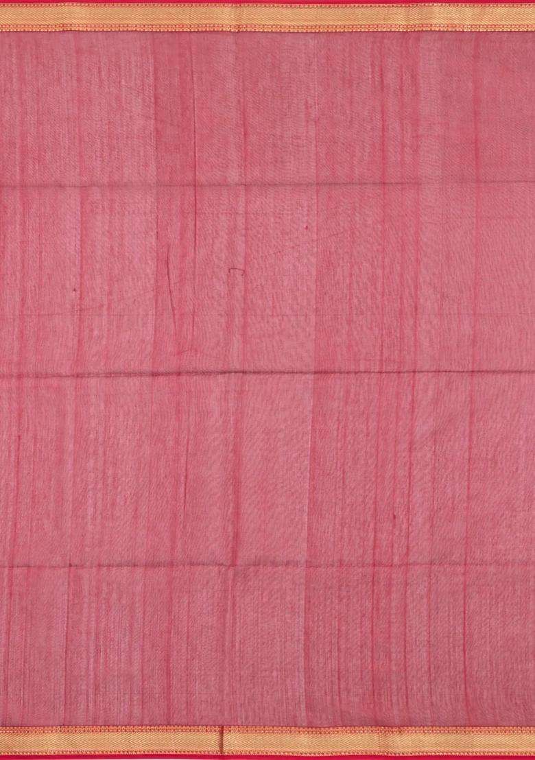 Magenta Handloom Maheswari Silk Cotton Saree With Floral Buttas With Buttas And Brocade Design For Women - Indya