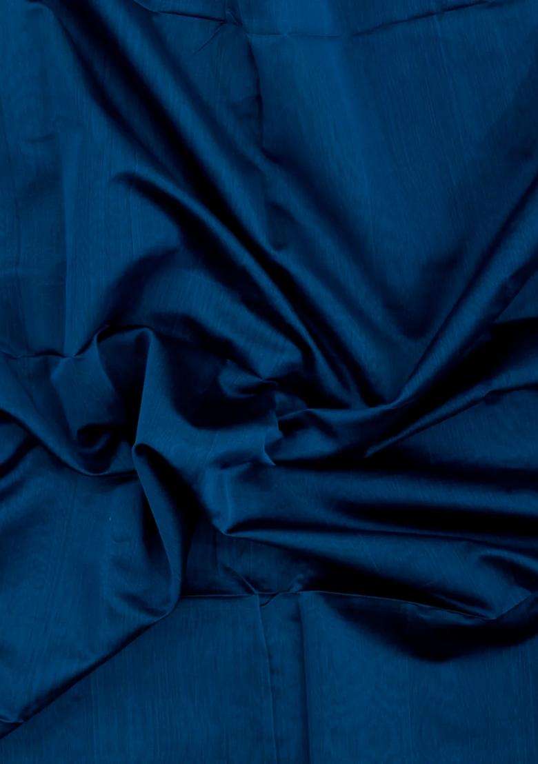 Dark Blue Handloom Maheswari Silk Cotton Saree With Zari Border With Traditional Woven Design For Women - Indya