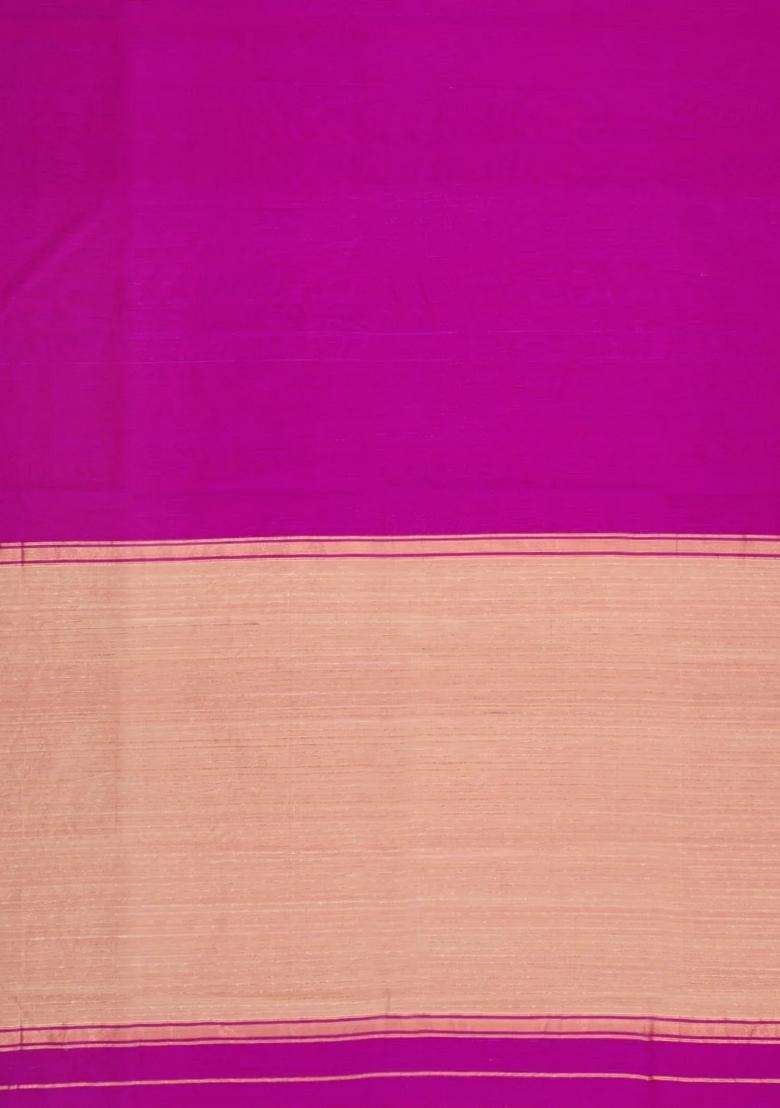 Pink Handloom Maheswari Silk Cotton Saree With Zari Border With Traditional Woven Design For Women - Indya