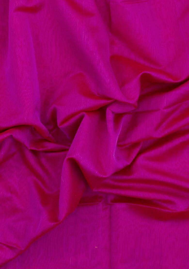 Pink Handloom Maheswari Silk Cotton Saree With Zari Border With Traditional Woven Design For Women - Indya