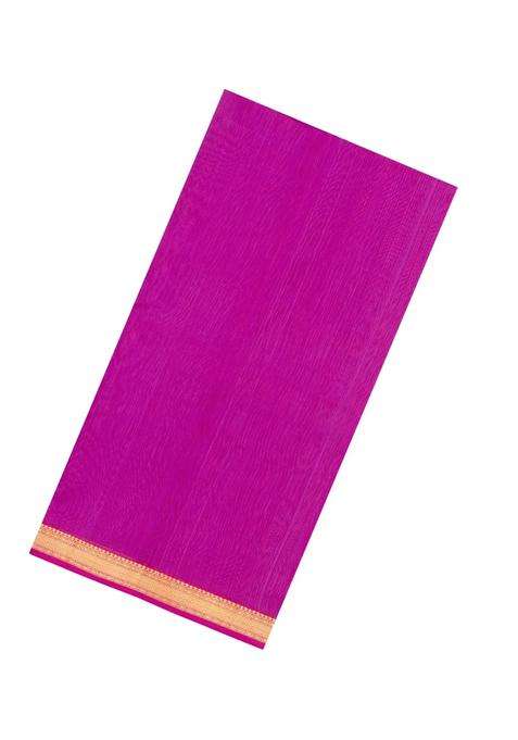 Pink Handloom Maheswari Silk Cotton Saree With Zari Border With Traditional Woven Design For Women