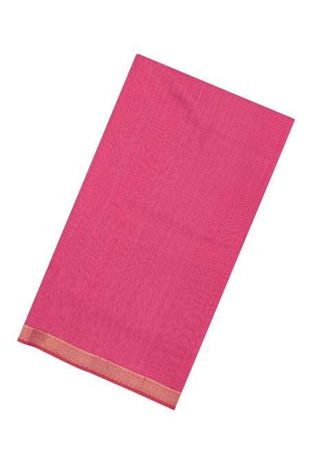 Peach Handloom Maheswari Silk Cotton Saree With Zari Border With Traditional Woven Design For Women