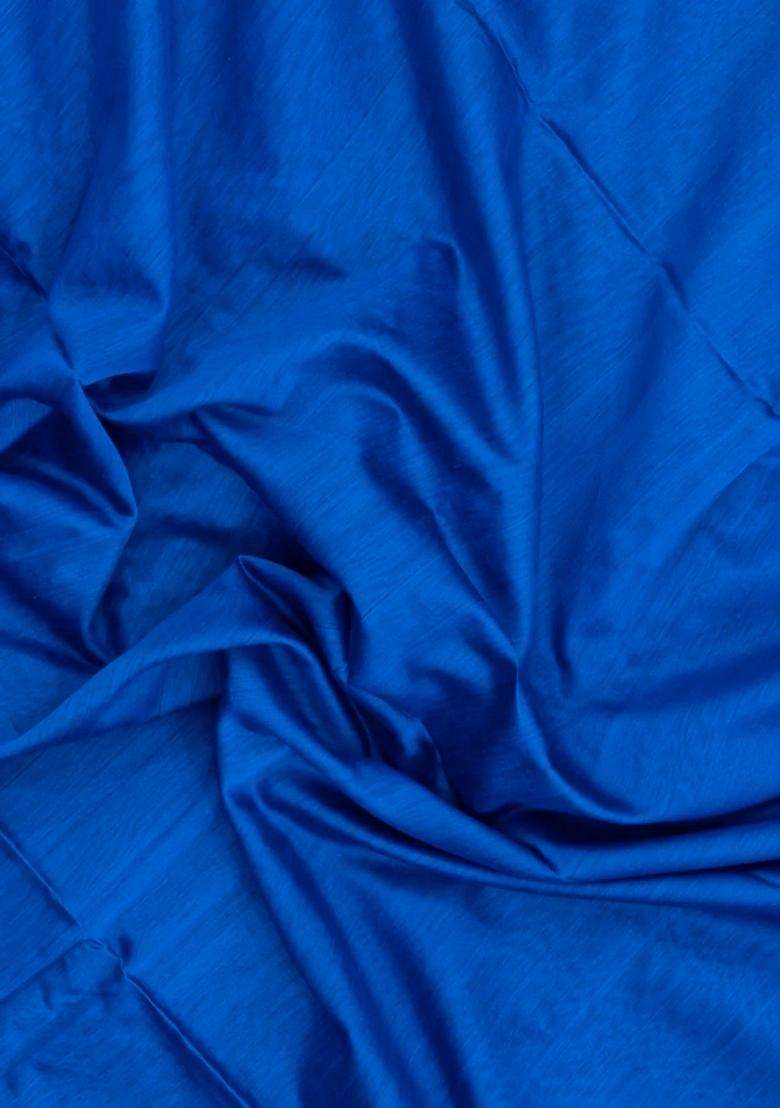 Blue Handloom Maheswari Silk Cotton Saree With Zari Border With Traditional Woven Design For Women - Indya