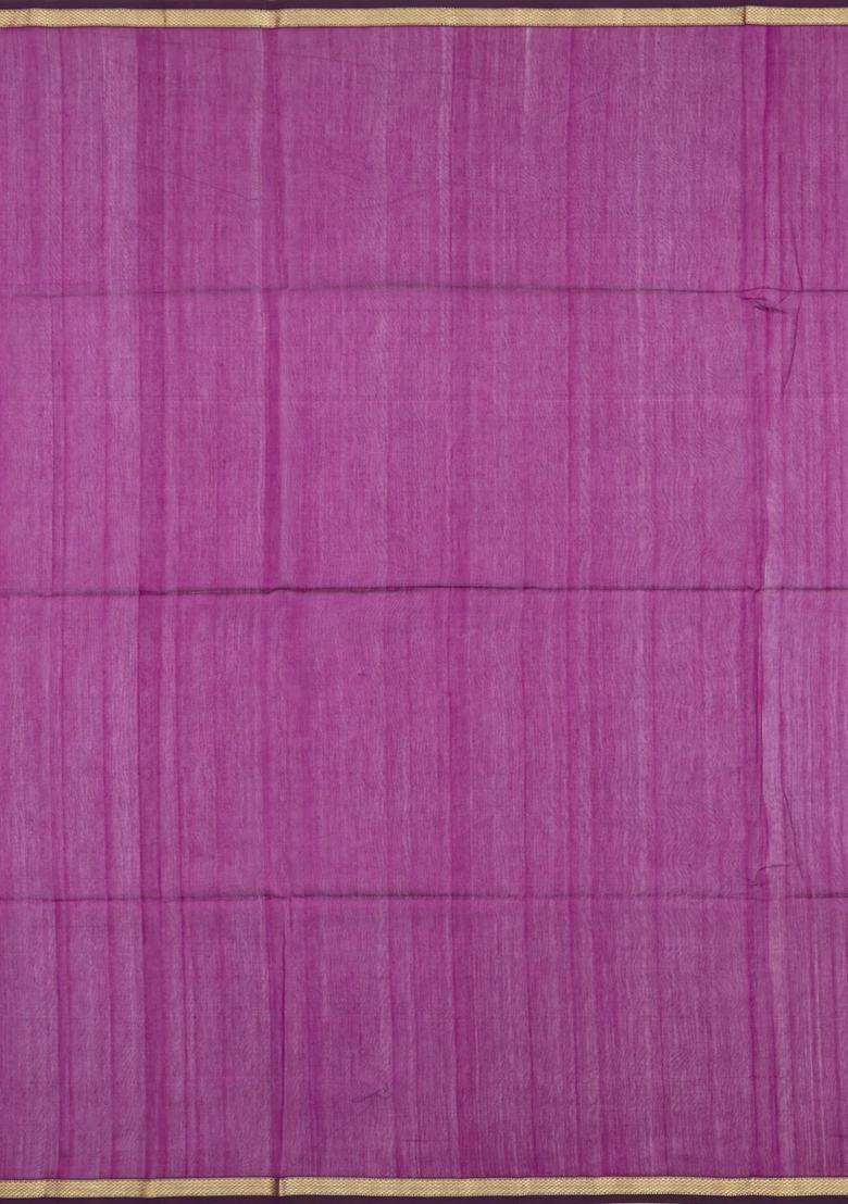 Magenta Handloom Maheswari Silk Cotton Saree With Floral Buttas With Buttas And Brocade Design For Women - Indya