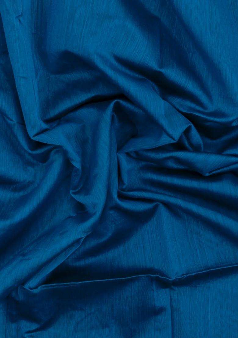 Blue Handloom Maheswari Silk Cotton Saree With Zari Border With Traditional Woven Design For Women - Indya