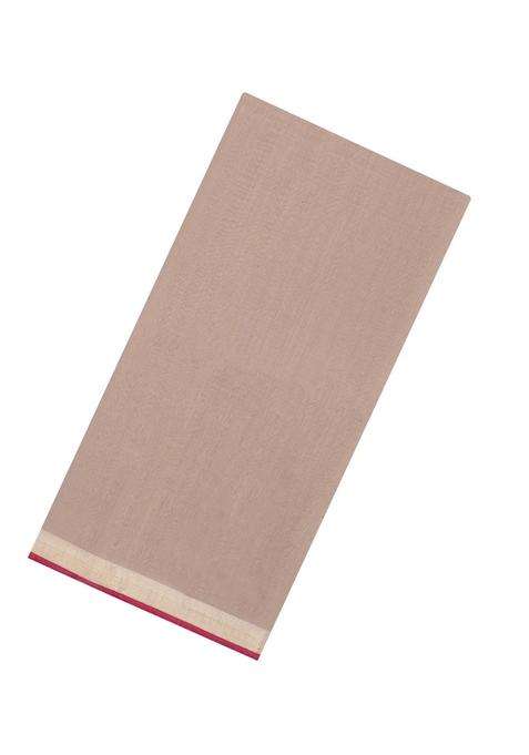 Taupe Handloom Maheswari Silk Cotton Saree With Zari Border With Traditional Woven Design For Women