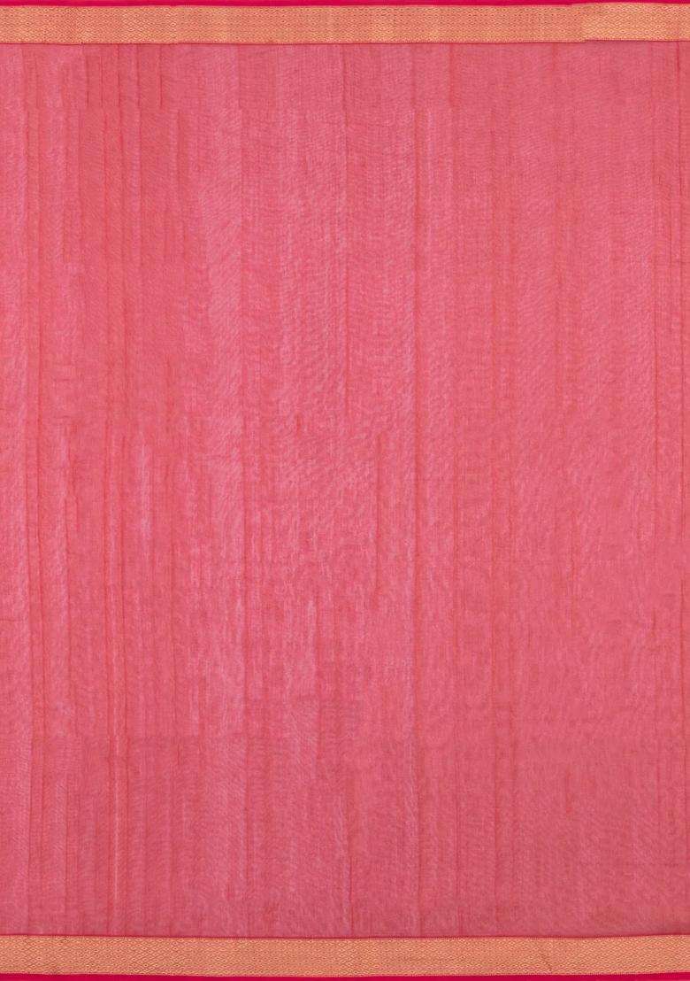 Red Handloom Maheswari Silk Cotton Saree With Floral Buttas With Buttas And Brocade Design For Women - Indya