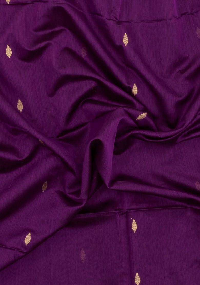 Dark Magenta Handloom Maheswari Silk Cotton Saree With Floral Buttas With Buttas And Brocade Design For Women - Indya
