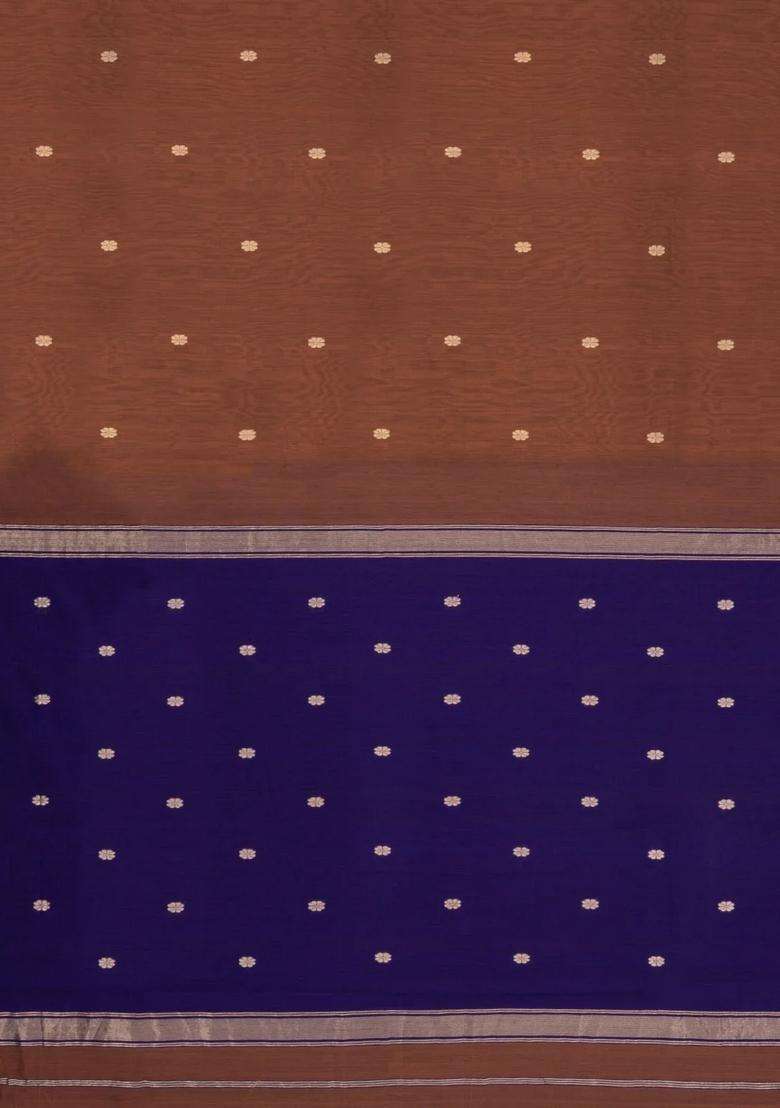 Oil Mustard Handloom Maheswari Silk Cotton Saree With Floral Buttas With Buttas And Brocade Design For Women - Indya