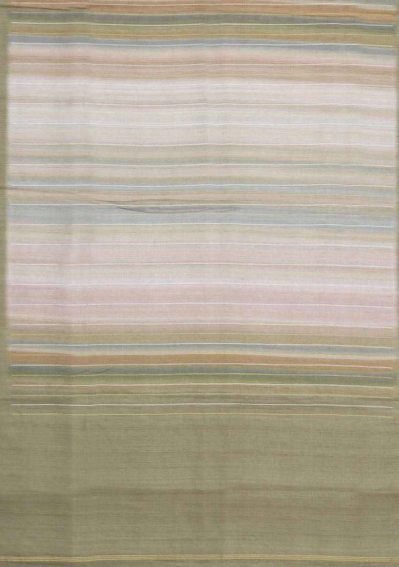 Beige Printed Synthetic Dupion Art Silk Saree With Abstract Stripes For Women - Indya