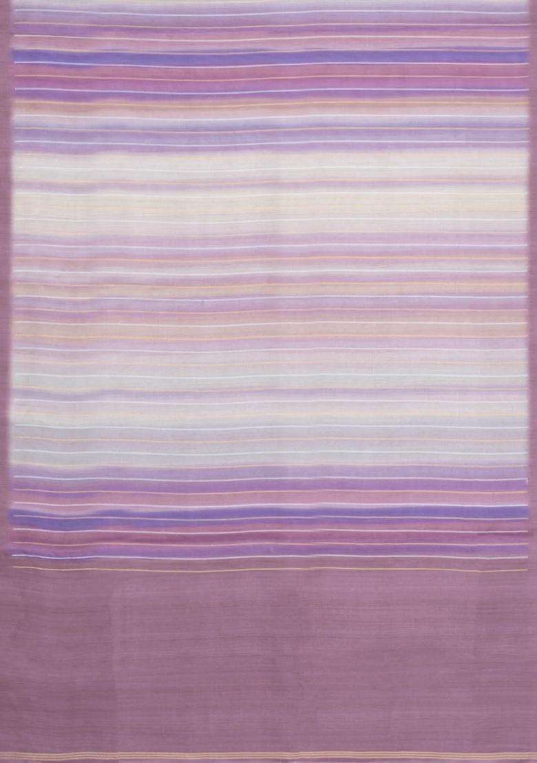 Dusty Pink Printed Synthetic Dupion Art Silk Saree With Abstract Stripes For Women - Indya