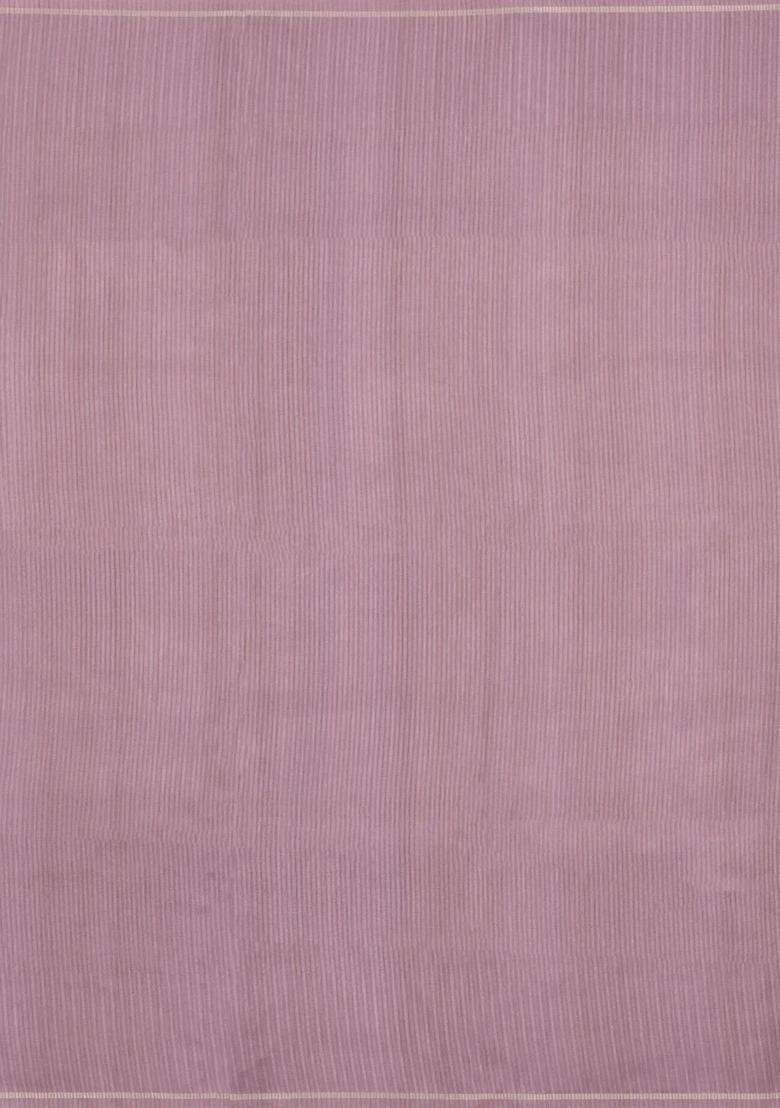 Dusty Pink Printed Synthetic Dupion Art Silk Saree With Abstract Stripes For Women - Indya