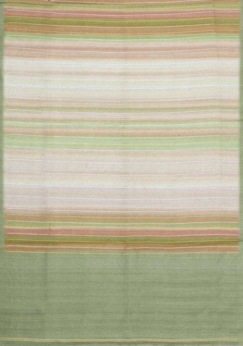 Sage Green Printed Synthetic Dupion Art Silk Saree With Abstract Stripes For Women - Indya