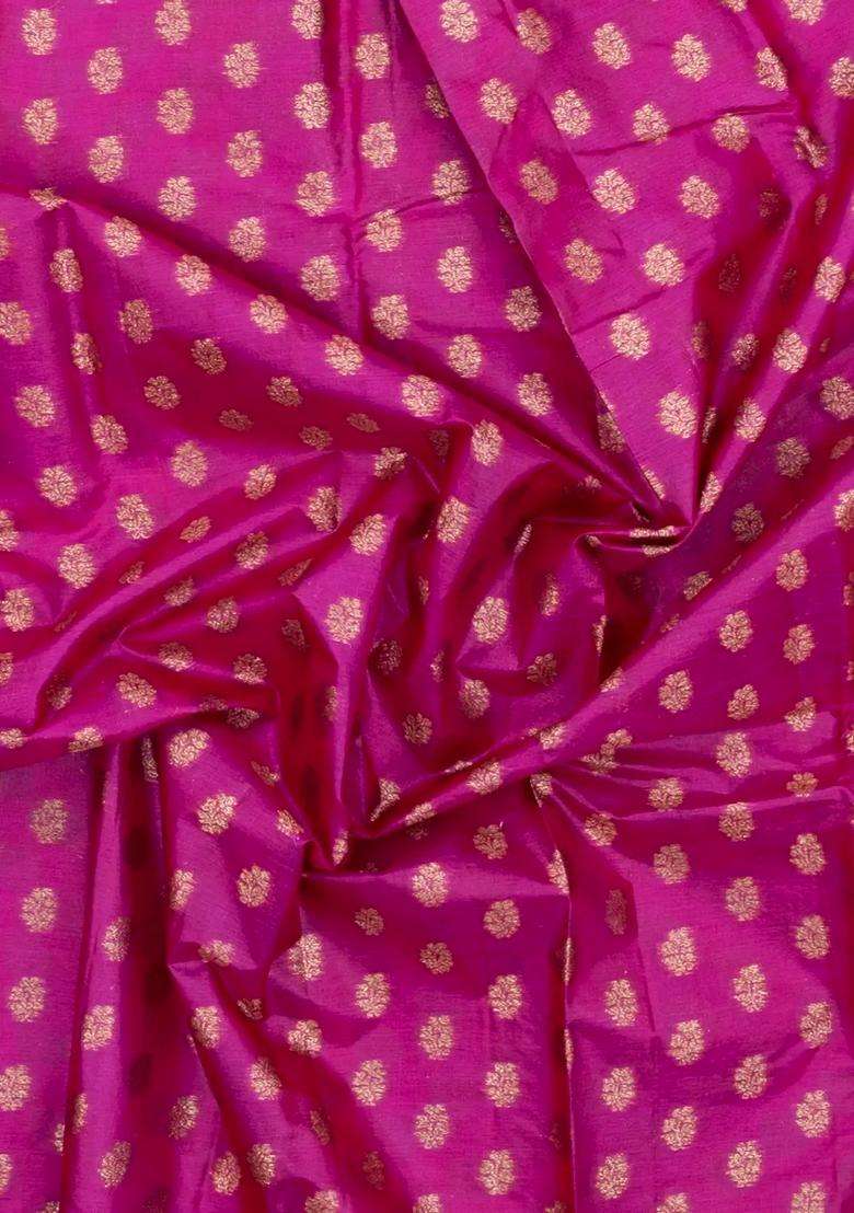 Pink Woven Tussar Silk Saree With Floral Buttas With Buttas And Brocade Design For Women - Indya