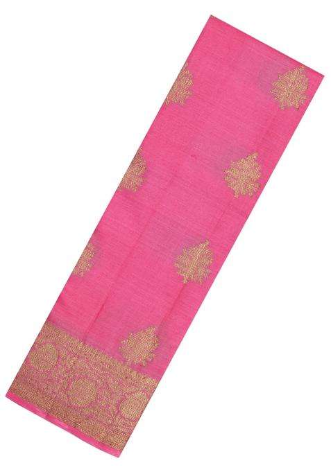Peach Woven Tussar Silk Saree With Floral Buttas With Buttas And Brocade Design For Women