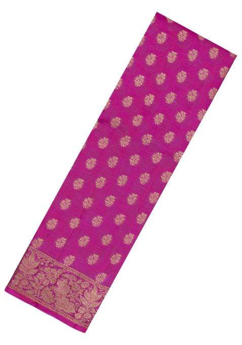 Pink Woven Tussar Silk Saree With Floral Buttas With Buttas And Brocade Design For Women