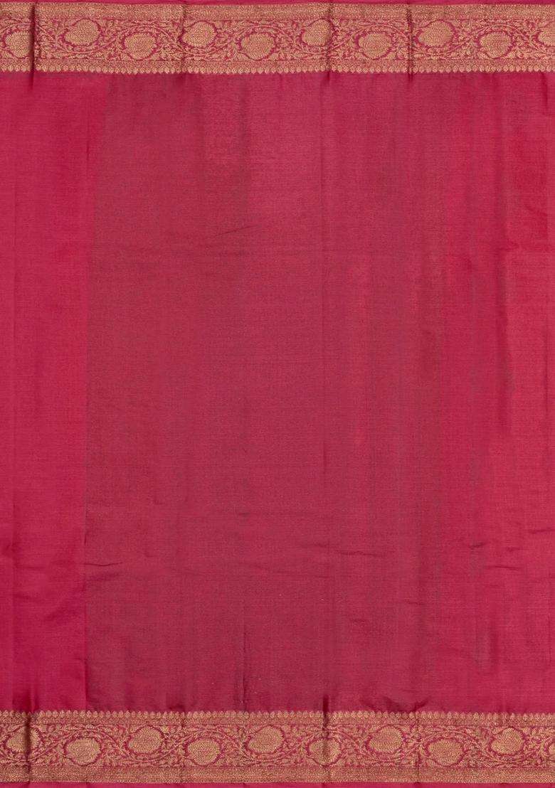 Crimson Woven Tussar Silk Saree With Floral Buttas With Buttas And Brocade Design For Women - Indya