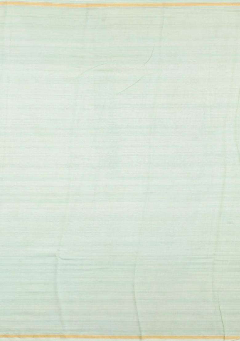 Turquoise Woven Chanderi Cotton Saree With Printed Motifs For Women - Indya