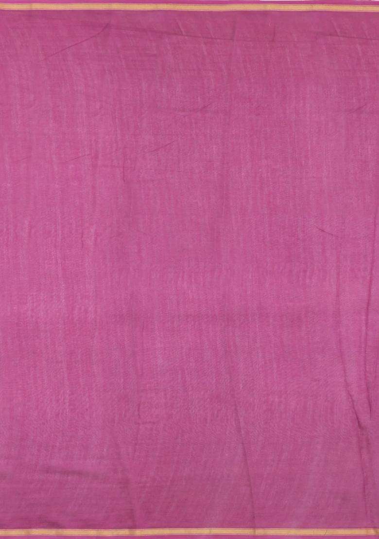 Black Printed Chanderi Cotton Saree With Floral Motifs For Women - Indya