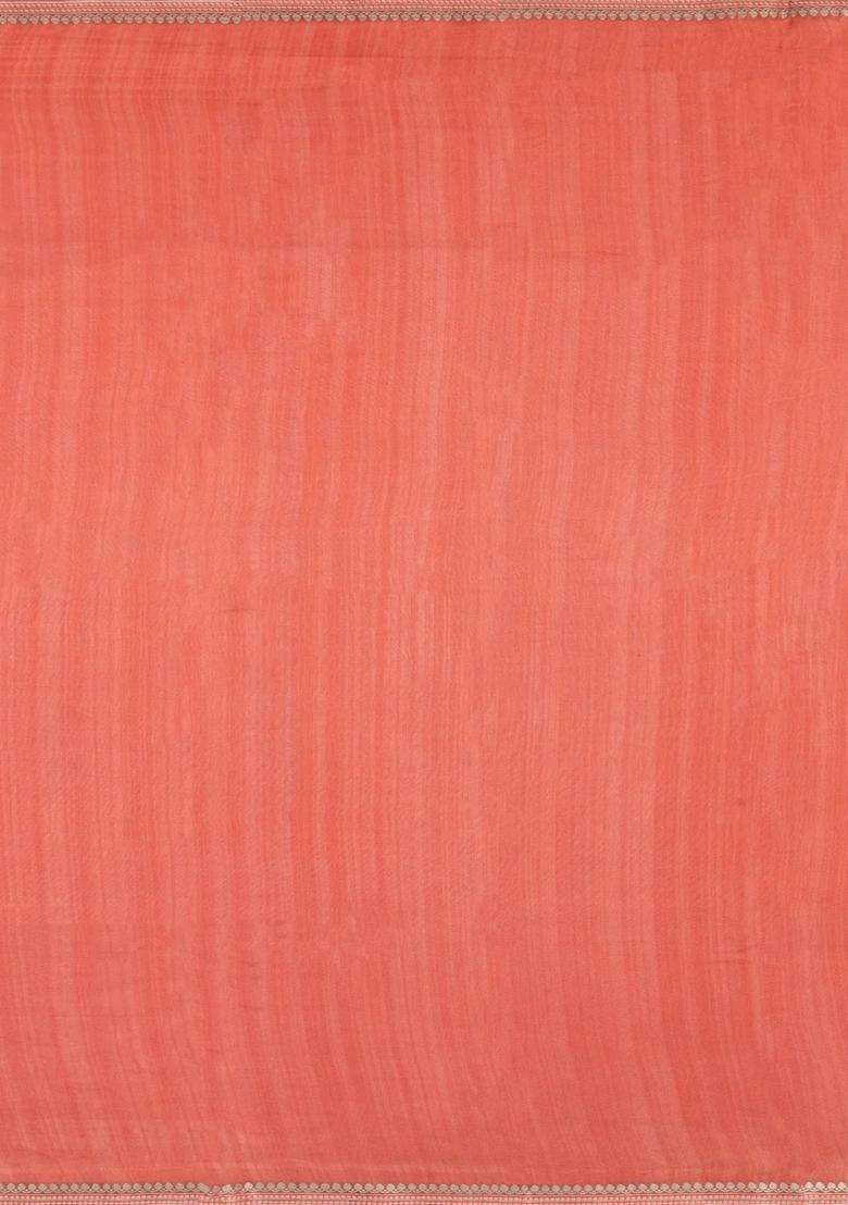Bubblegum Pink Printed Chanderi Cotton Saree With Floral Motifs For Women - Indya