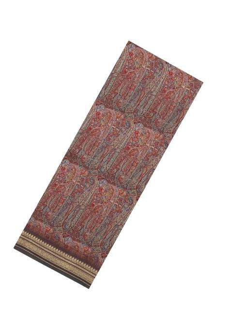 Dark Grey Printed Chanderi Cotton Saree With Floral Motifs For Women