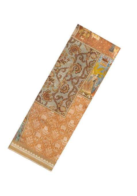 Beige Printed Chanderi Cotton Saree With Floral Motifs For Women