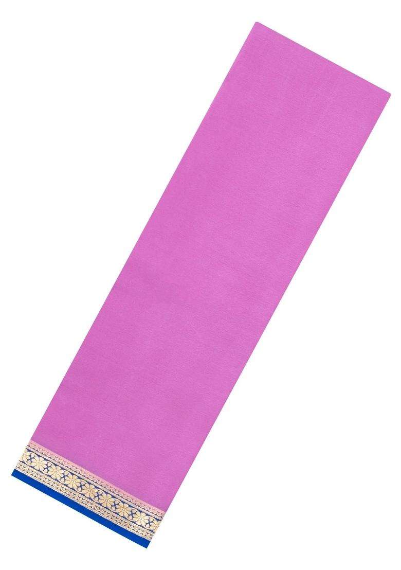 Pink Woven Mysore Silk Saree With Contrast Border With Traditional Woven Design For Women - Indya