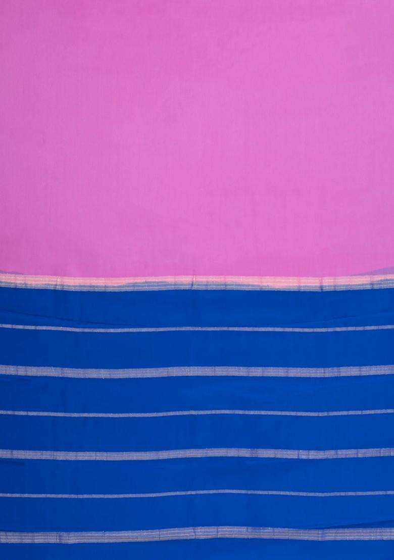 Pink Woven Mysore Silk Saree With Contrast Border With Traditional Woven Design For Women - Indya