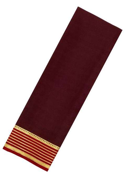 Dark Maroon Woven Mysore Silk Saree With Contrast Border With Traditional Woven Design For Women