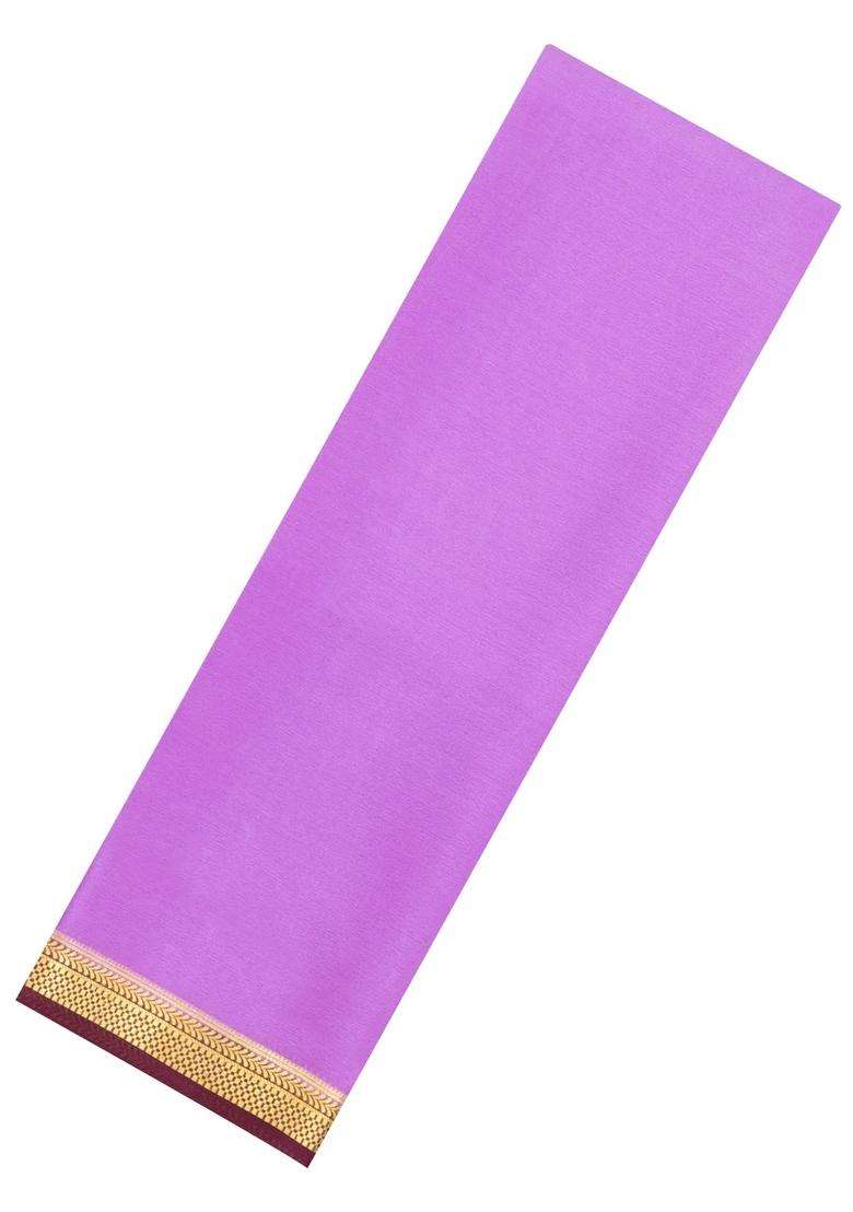 Lavander Lavender Woven Mysore Silk Saree With Contrast Border With Traditional Woven Design For Women - Indya