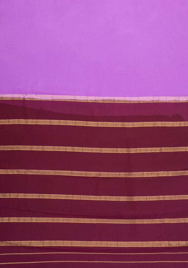 Lavander Lavender Woven Mysore Silk Saree With Contrast Border With Traditional Woven Design For Women - Indya