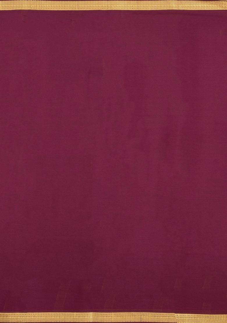 Lavander Lavender Woven Mysore Silk Saree With Contrast Border With Traditional Woven Design For Women - Indya