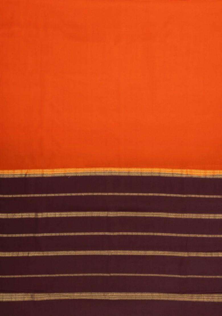 Red Woven Mysore Silk Saree With Contrast Border With Traditional Woven Design For Women - Indya