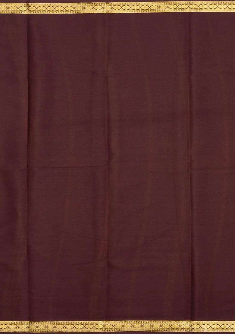 Red Woven Mysore Silk Saree With Contrast Border With Traditional Woven Design For Women - Indya