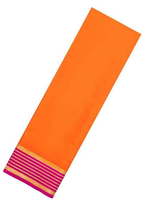 Orange Woven Mysore Silk Saree With Contrast Border With Traditional Woven Design For Women