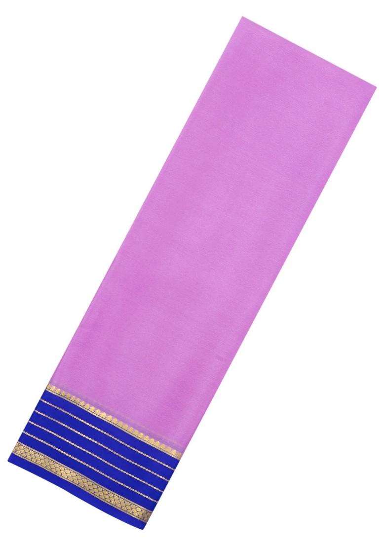 Mauve Woven Mysore Silk Saree With Contrast Border With Traditional Woven Design For Women - Indya