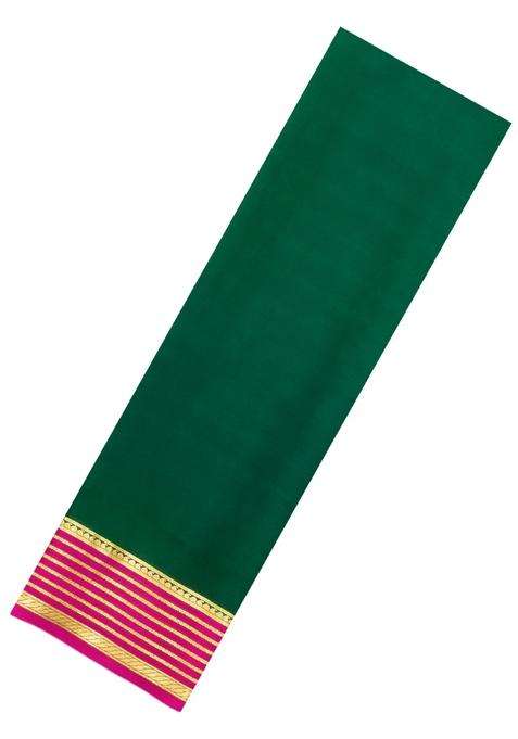 Dark Green Woven Mysore Silk Saree With Contrast Border With Traditional Woven Design For Women