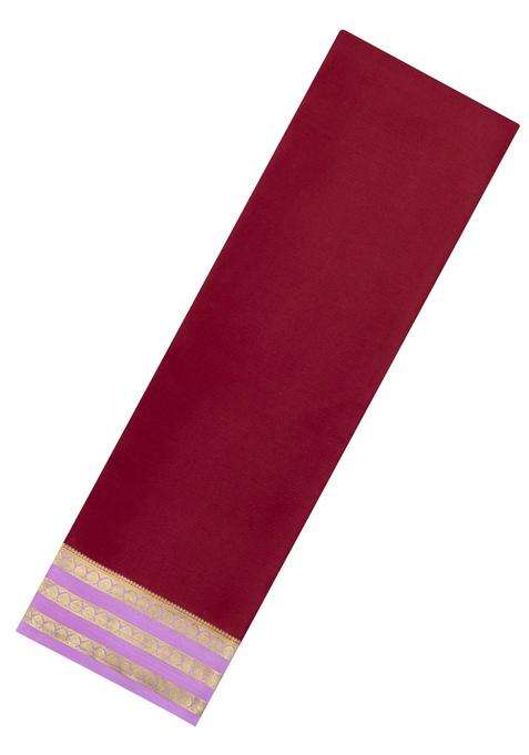 Red Woven Mysore Silk Saree With Contrast Border With Traditional Woven Design For Women