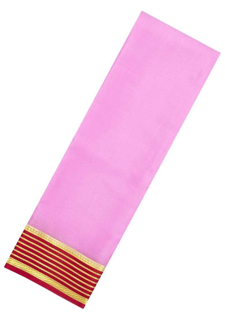 Baby Pink Woven Mysore Silk Saree With Contrast Border With Traditional Woven Design For Women - Indya