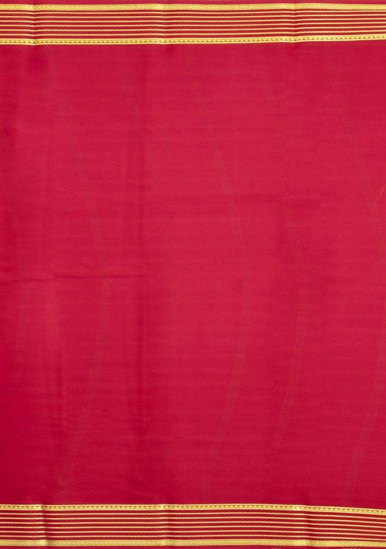 Baby Pink Woven Mysore Silk Saree With Contrast Border With Traditional Woven Design For Women - Indya