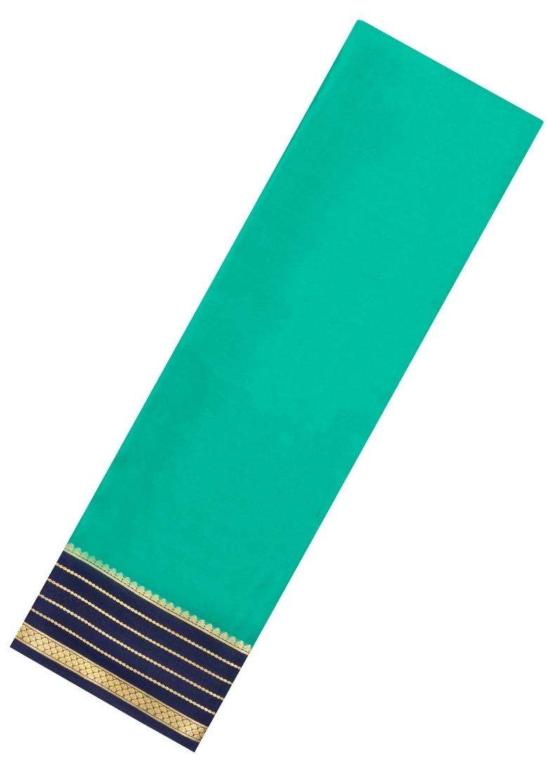 Aquamarine Woven Mysore Silk Saree With Contrast Border With Traditional Woven Design For Women - Indya