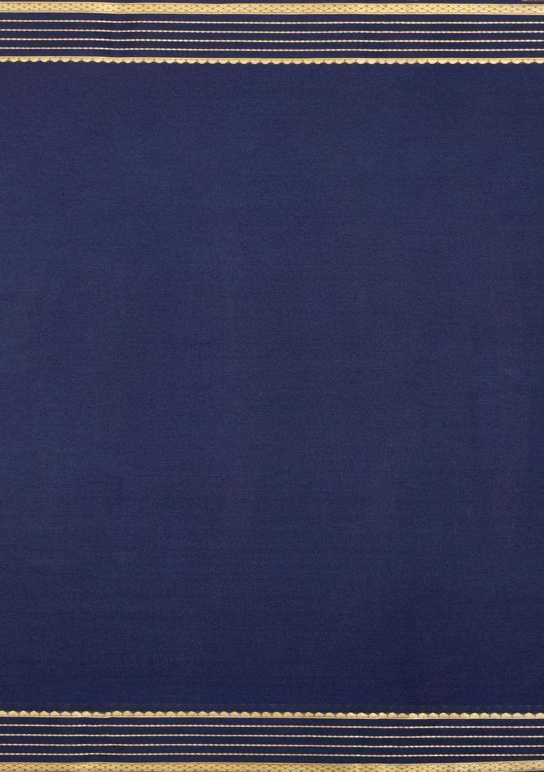 Aquamarine Woven Mysore Silk Saree With Contrast Border With Traditional Woven Design For Women - Indya