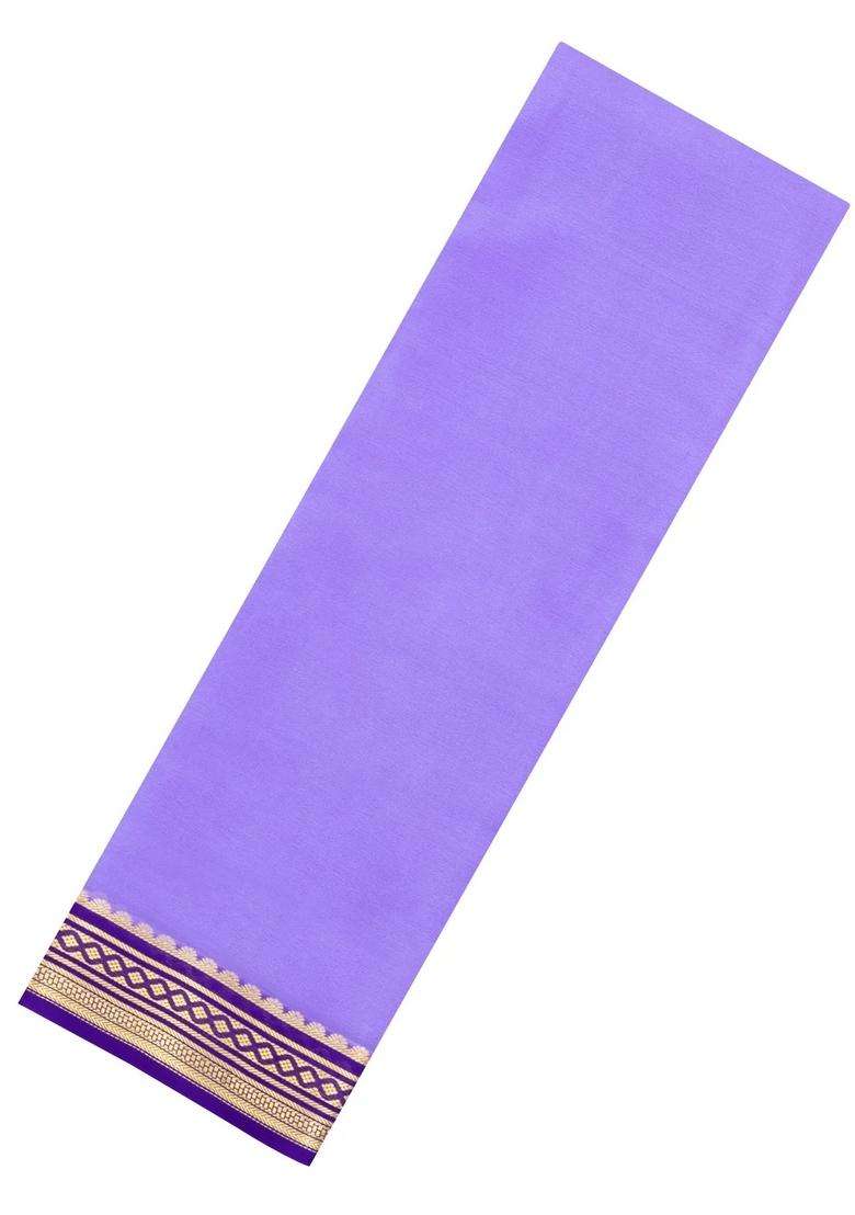 Lavander Lavender Woven Mysore Silk Saree With Contrast Border With Traditional Woven Design For Women - Indya