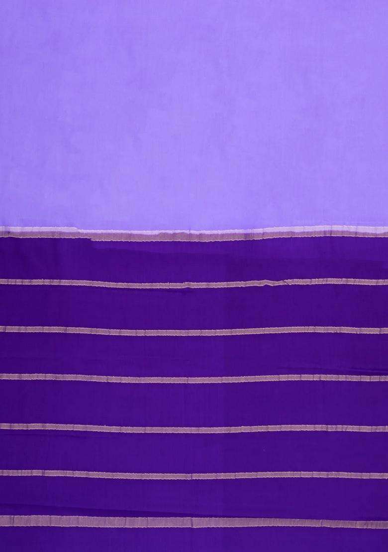 Lavander Lavender Woven Mysore Silk Saree With Contrast Border With Traditional Woven Design For Women - Indya