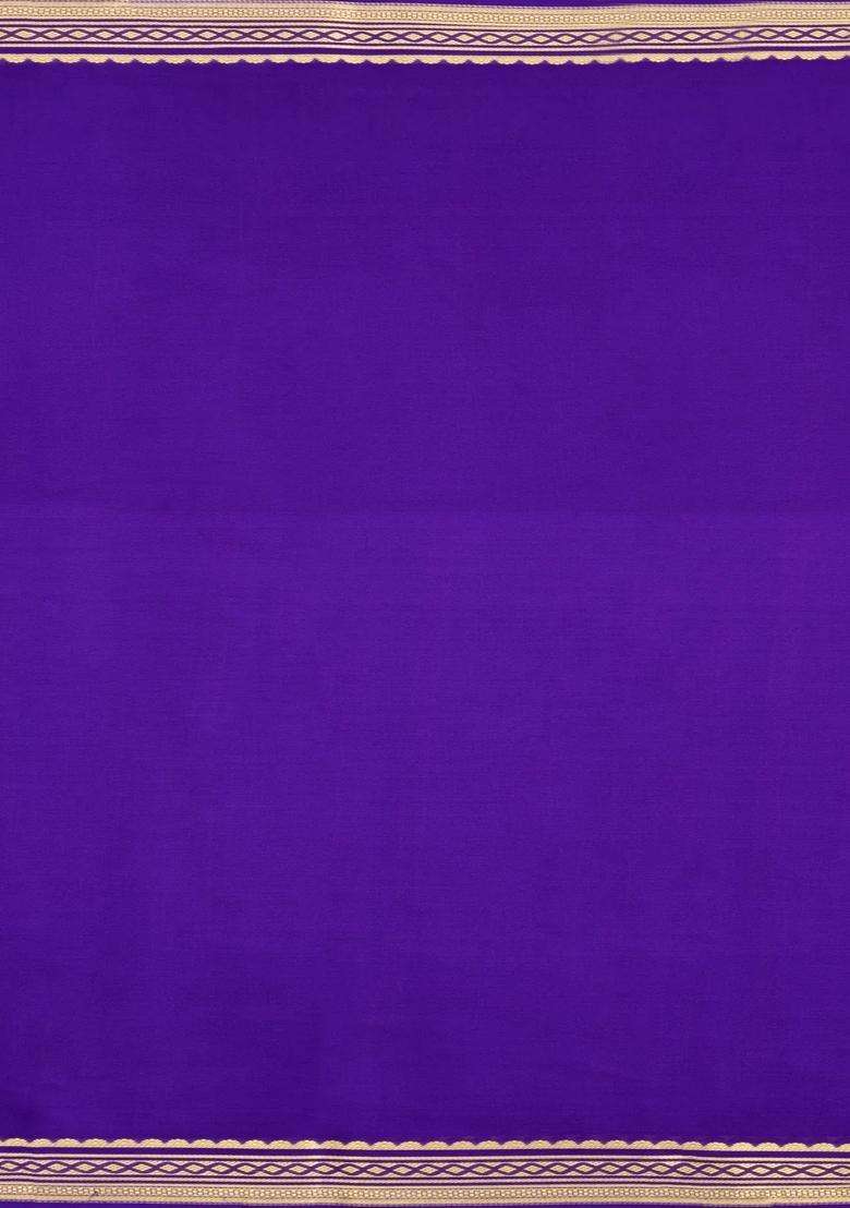 Lavander Lavender Woven Mysore Silk Saree With Contrast Border With Traditional Woven Design For Women - Indya