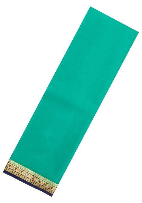 Aquamarine Woven Mysore Silk Saree With Contrast Border With Traditional Woven Design For Women