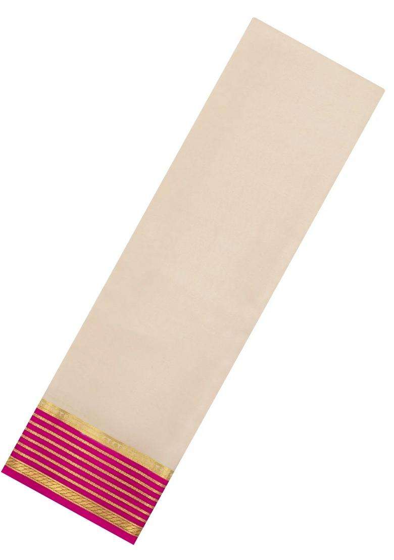 Cream Woven Mysore Silk Saree With Contrast Border With Traditional Woven Design For Women - Indya